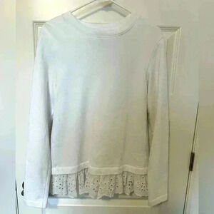 Banana Republic Women’s White  Crewneck Sweater with Lace Detailing Size Small